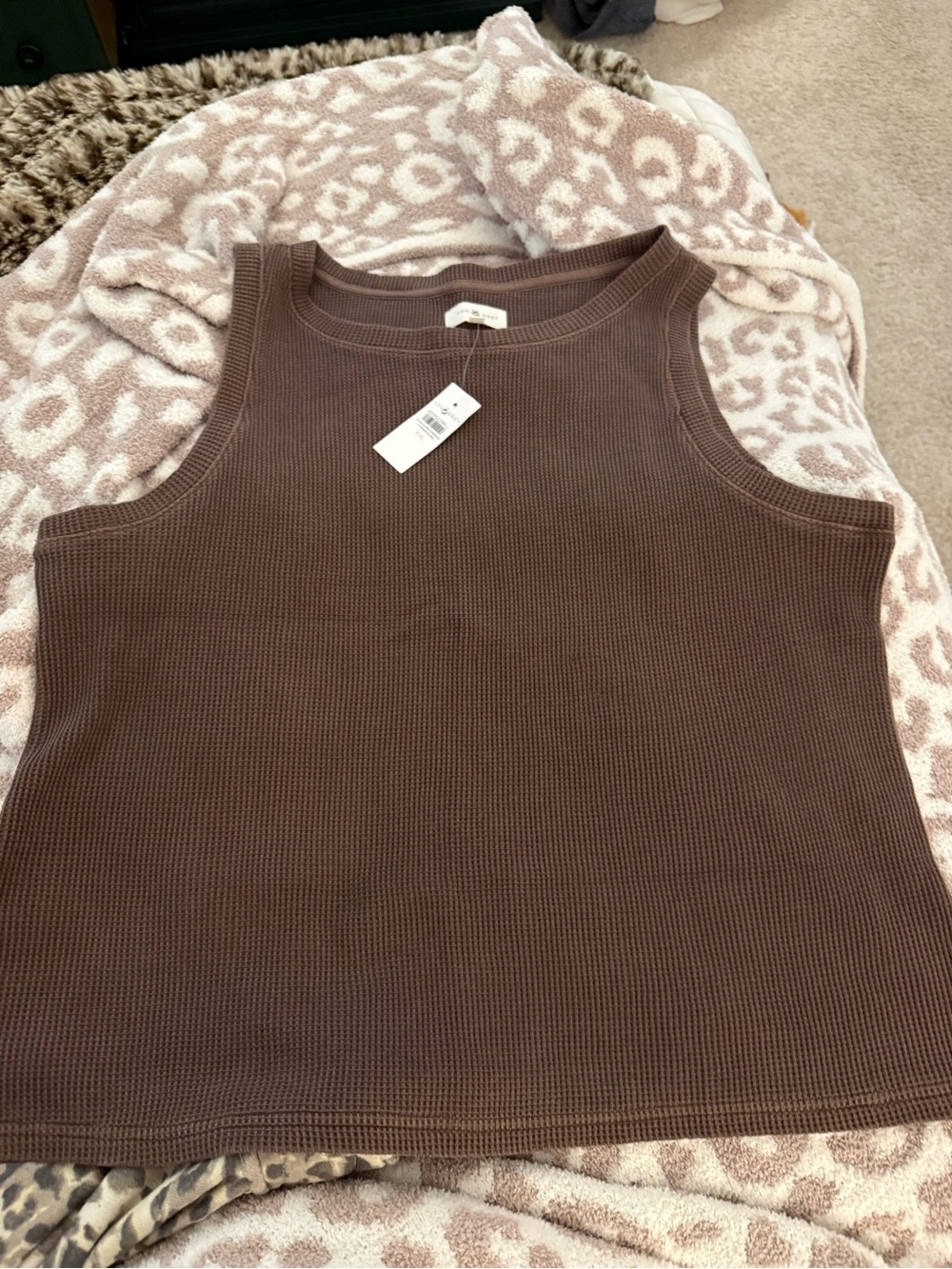 Lou & Grey Brown Waffle Knit Sleeveless Tank